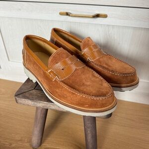 Donald J. Pliner Brown Suede Slip-On Loafers